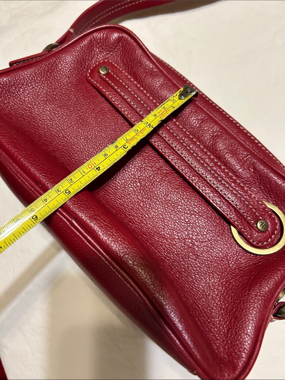 Cole Haan Red Leather Shoulder Bag with Gold Accents - Picture 8 of 11